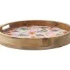 Arcadia Round Serving Tray Wood Enamel Finish 40cm