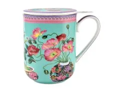Gabby Malpas Jardin Mug With Infuser 340ML Poppy Gift Boxed