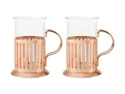 Blend Colombia Glass With Frame 250ML Set Of 2 Rose Gold Gift Boxed