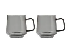 Blend Sala Glass Mug 400ML Set Of 2 Charcoal Gift Boxed
