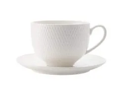 White Basics Diamonds Tea Cup & Saucer 220ML -Tea & Coffee Shop dv0028 1