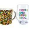 Kasey Rainbow Wild At Heart Mug & Glass Set Wild Yellow Gift Boxed