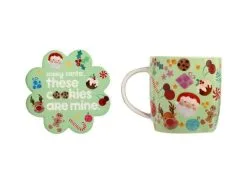 Kasey Rainbow Sparkly Season Mug 350ML & Coaster Set Light Green Gift Boxed -Tea & Coffee Shop dx1300 set
