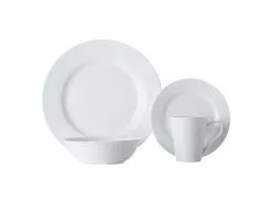 White Basics Cosmopolitan Rim Dinner Set 16 Piece