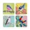 Katherine Castle Bird Talk Cork Back Coaster 10.5cm Set Of 4 Assorted Gift Boxed