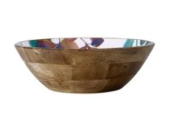 Samba Mango Wood Serving Bowl Enamel Finish 34cm
