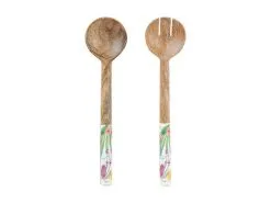 Royal Botanic Gardens Native Blooms Salad Servers Wood Enamel 31cm