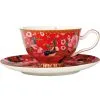 Teas & C's Silk Road Footed Cup & Saucer 200ML Cherry Red Gift Boxed