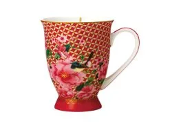 Teas & C's Silk Road Footed Mug 300ML Cherry Red Gift Boxed