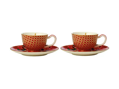 Teas & C's Silk Road Demi Cup & Saucer 85ML Set Of 2 Cherry Red Gift Boxed 1 Teas & C's Silk Road Demi Cup & Saucer 85ML Set Of 2 Cherry Red Gift Boxed
