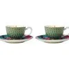 Teas & C's Silk Road Demi Cup & Saucer 85ML Set Of 2 Aqua Gift Boxed