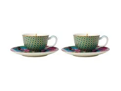Teas & C's Silk Road Demi Cup & Saucer 85ML Set Of 2 Aqua Gift Boxed