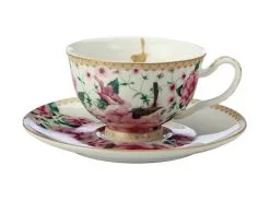 Teas & C's Silk Road Footed Cup & Saucer 200ML White Gift Boxed