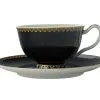 Teas & C's Classic Footed Cup & Saucer 200ML Black Gift Boxed