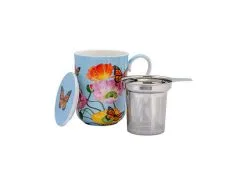 Gabby Malpas Posey Mug With Infuser 340ML Field Of Poppies Gift Boxed