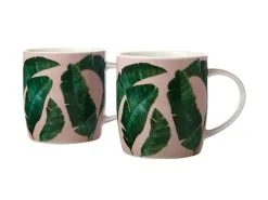 Haven Banana Leaf Mug 380ML Set Of 2 Pink Gift Boxed
