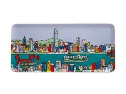 Megan McKean Cities Rectangle Plate 25x12cm Hong Kong Gift Boxed